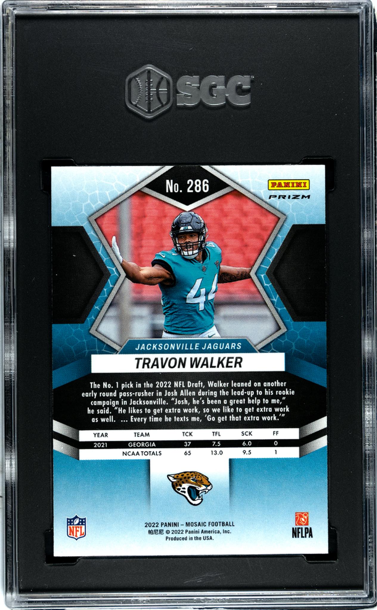 2022 Panini Mosaic #286 Travon Walker Pink Rookie SGC 10