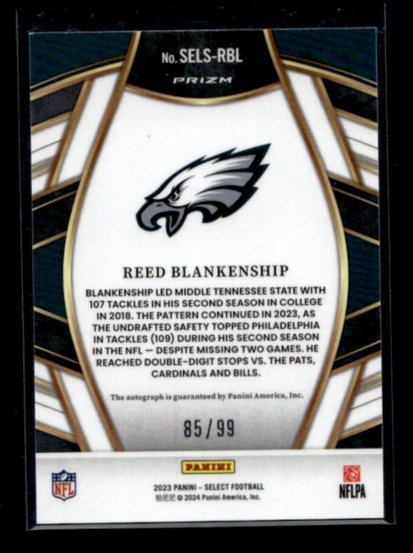 2023 Panini Select #SELS-RBL Reed Blankenship Prizm /99 Auto