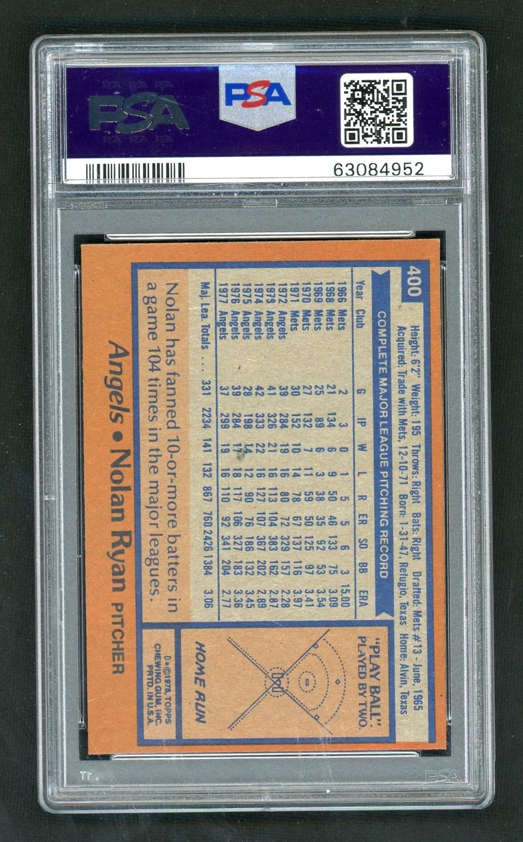 1978 Topps Nolan Ryan #400 PSA 6
