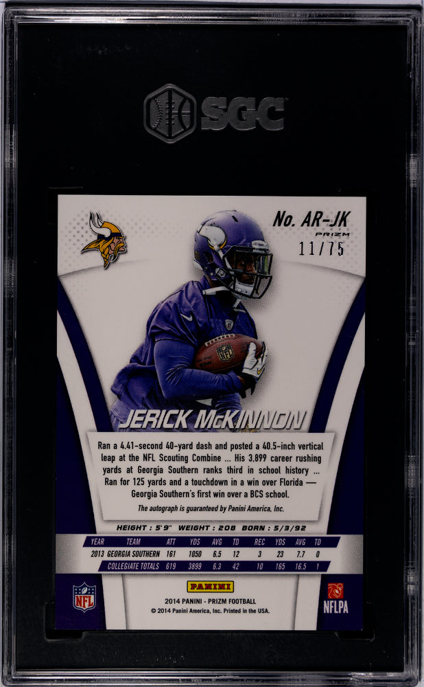 2014 Panini Prizm Silver Prizm Jerick McKinnon #AR-JK RC Auto /75 SGC 9.5