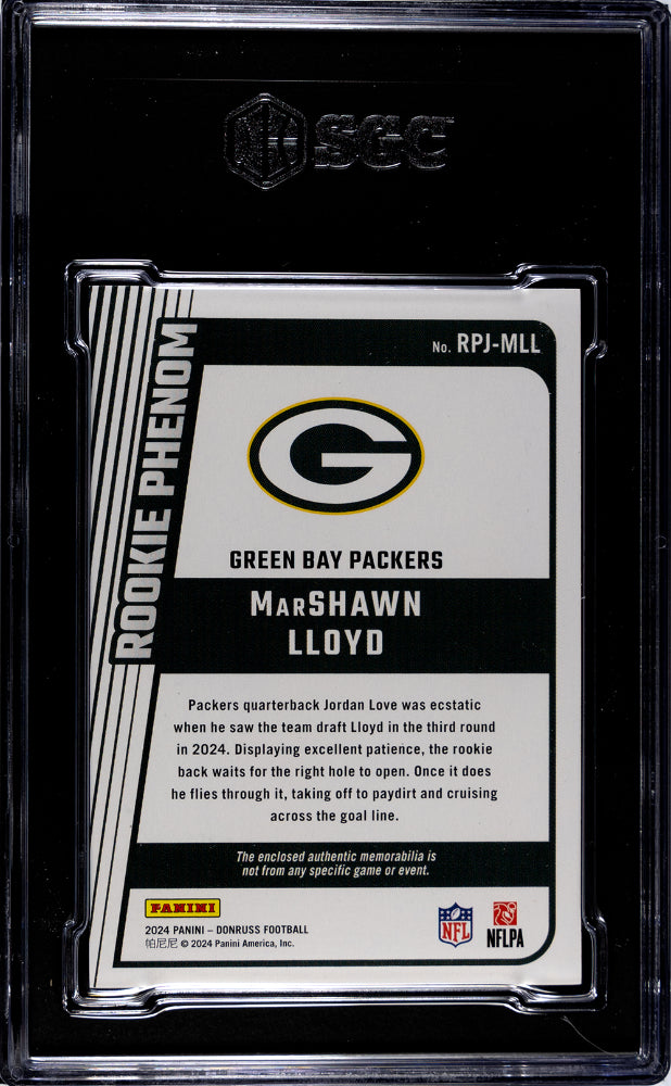 2024 Donruss #RPJ-MLL Marshawn Lloyd Rookie Phenom Jersey SGC 9.5
