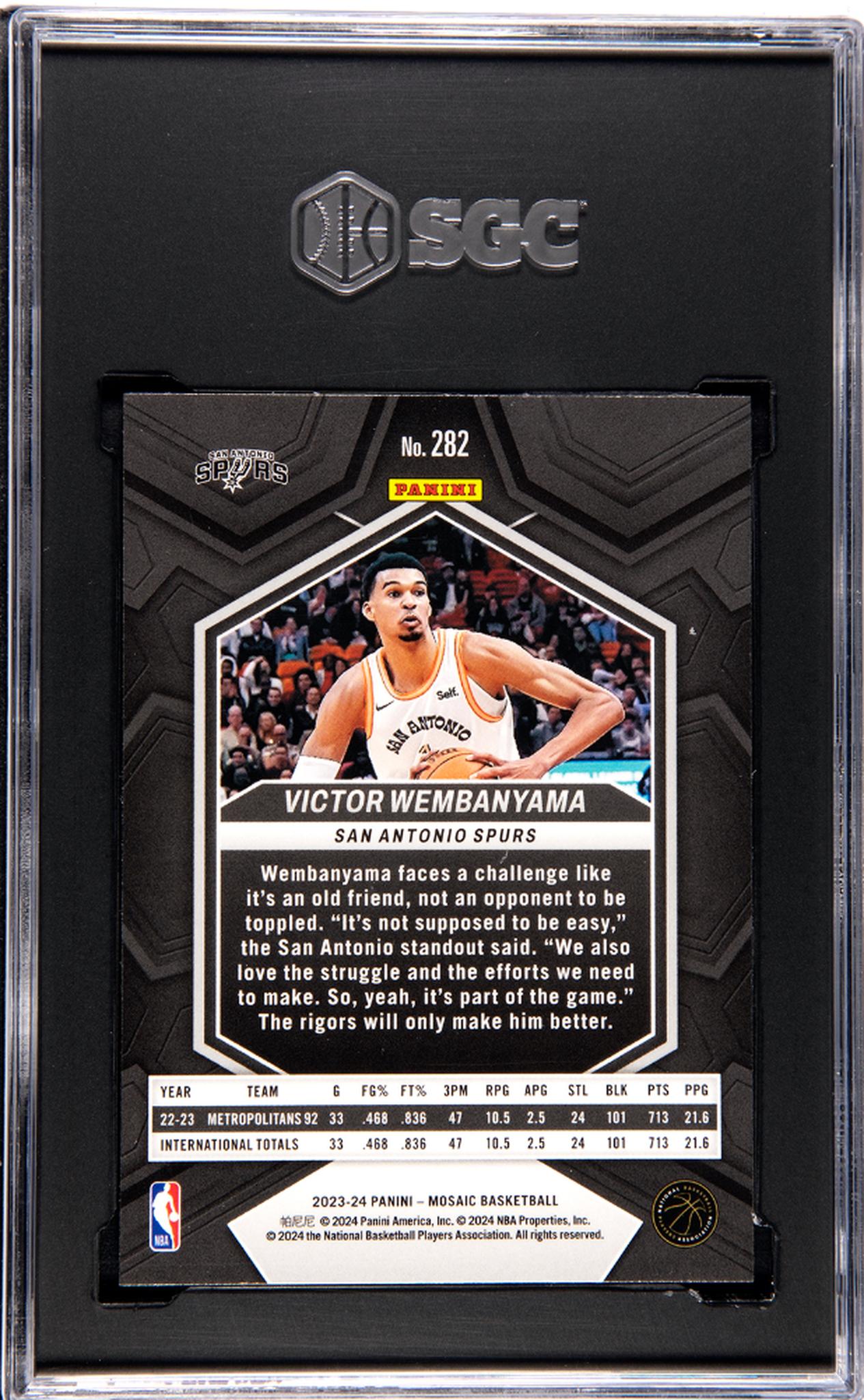 2023-24 Panini Mosaic #282 Victor Wembanyama SGC 9.5
