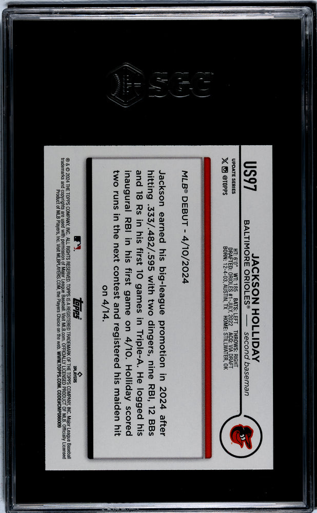 2024 Topps Update Jackson Holliday #US97 RC SGC 9