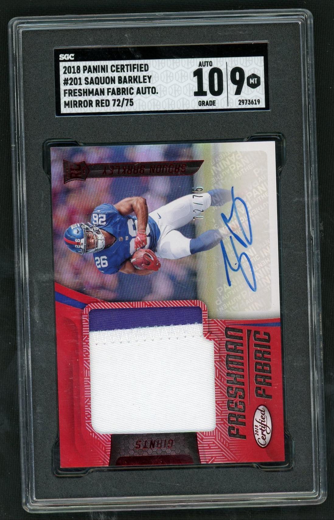 2018 Panini Certified Saquon Barkley Freshman Fabric Auto Mirror Red /75