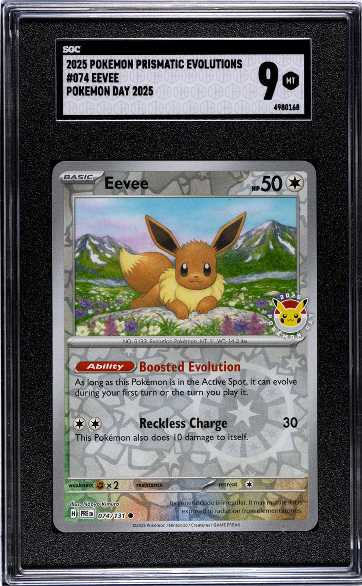 2025 Pokemon #074/131 Eevee Prismatic Evolutions SGC 9