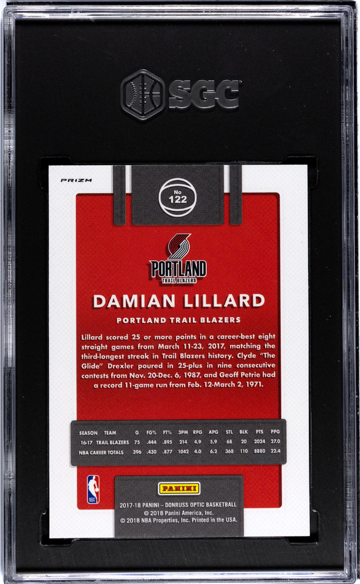 2017 Donruss Optic #122 Damian Lillard SGC 9.5