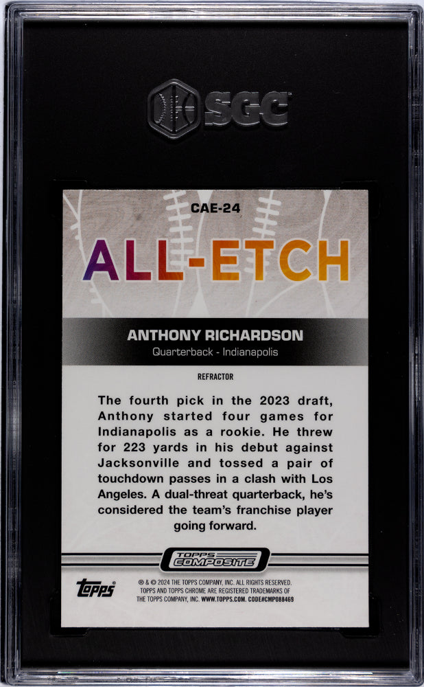 2023 Topps Chrome #CAE-24 Anthony Richardson All-Etch Refractor Rookie SGC 10 