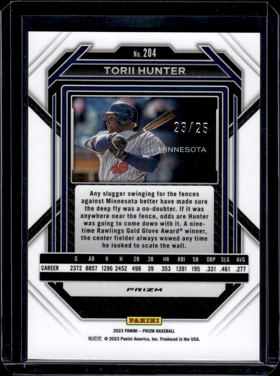 2023 Panini Prizm #204 Torii Hunter /25 Minnesota