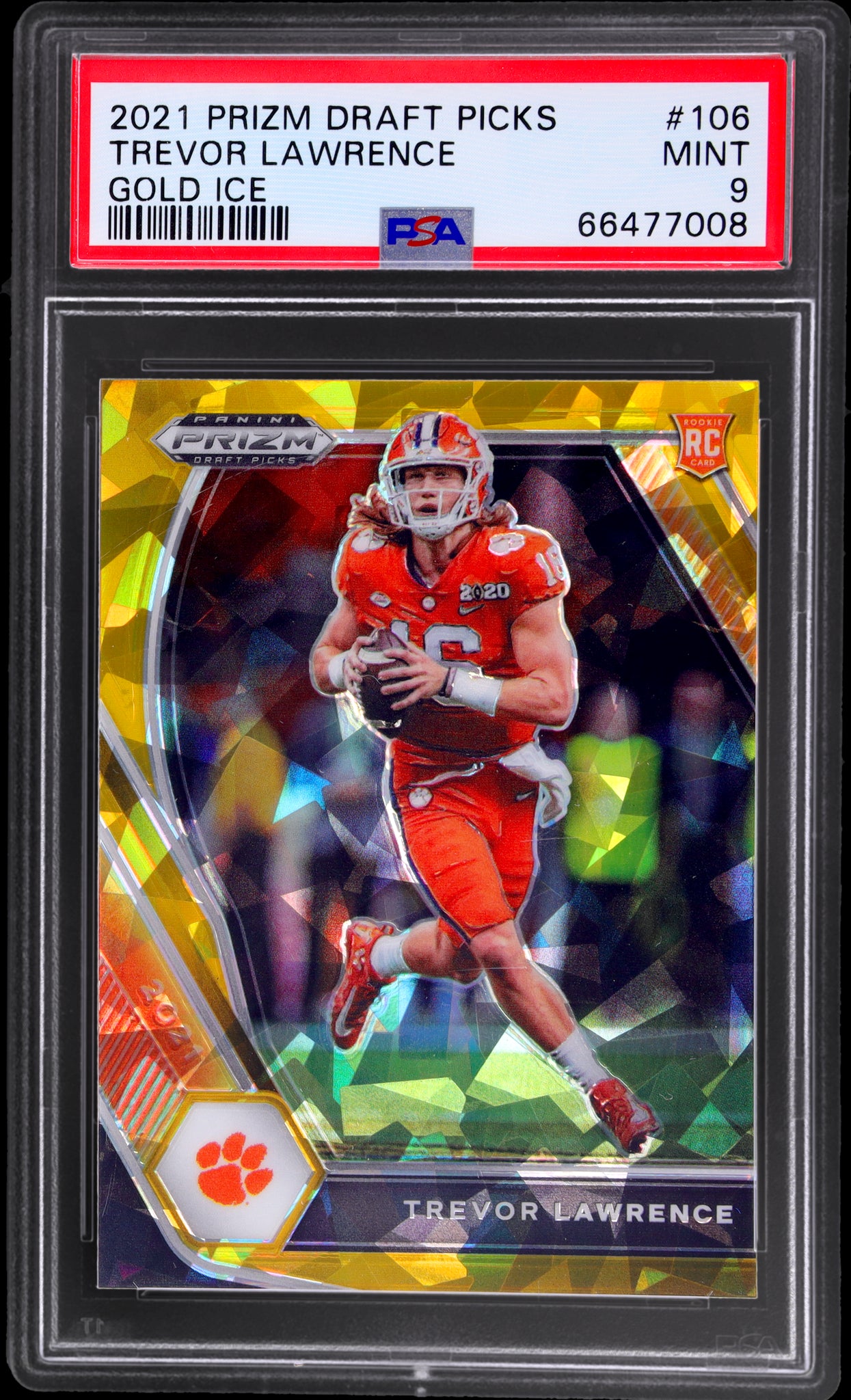 2021 Panini Prizm Draft Picks #106 Trevor Lawrence Gold Ice Prizm PSA 9