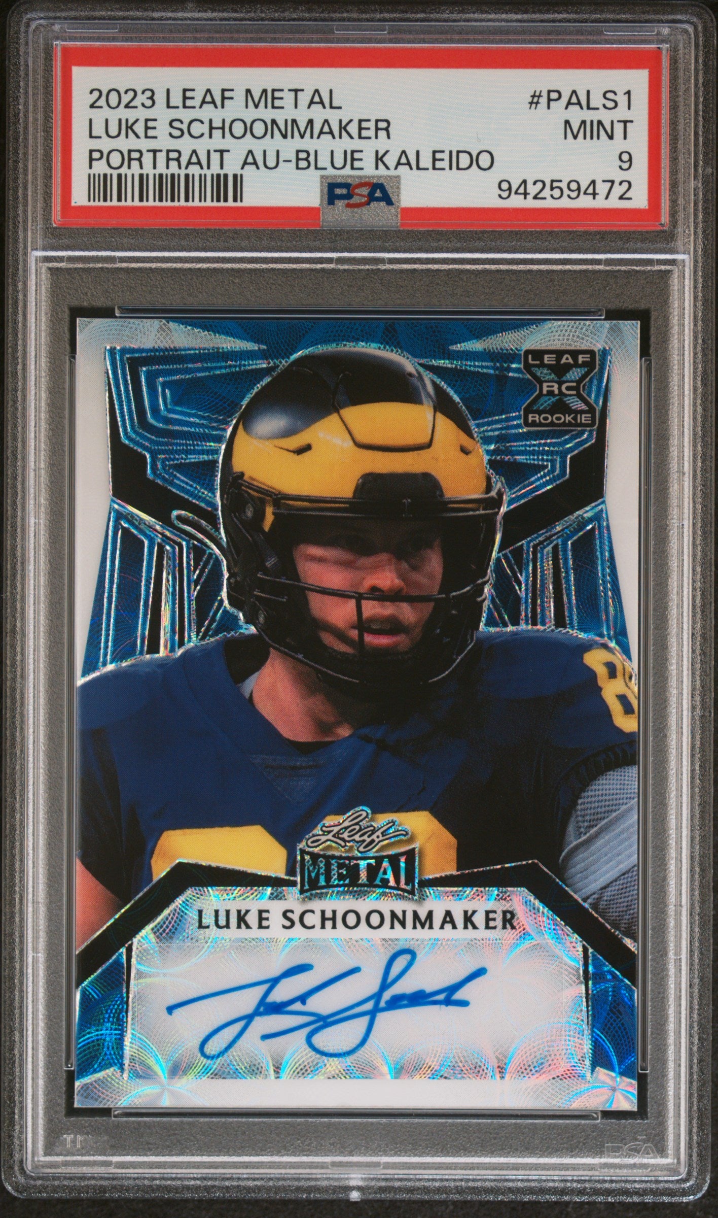 2023 Leaf Metal Portrait Auto Portrait Blue Kaleido Luke Schoonmaker 2/4 PSA 9