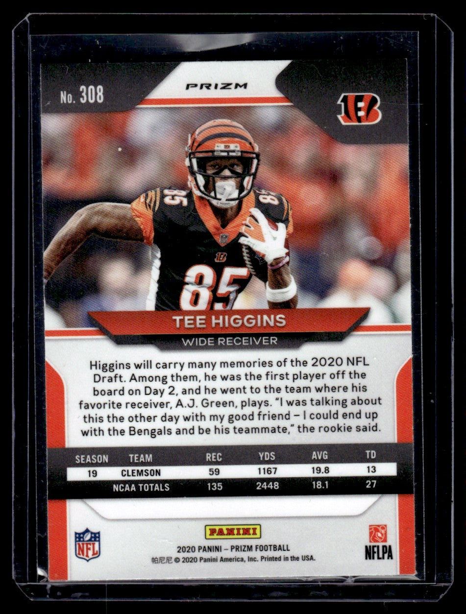 2020 Panini Prizm #308 Tee Higgins RWB Prizm RC