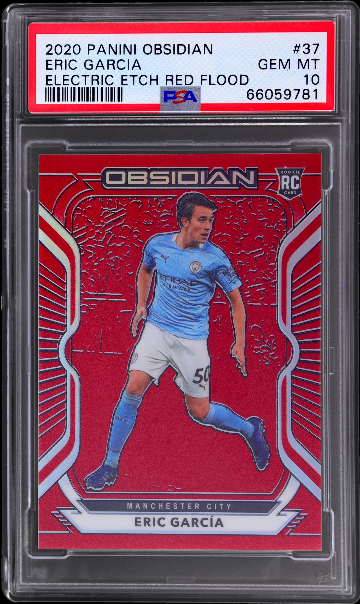 2020 Panini Obsidian #37 Eric Garcia Electric Etch Red Flood /28 PSA 10