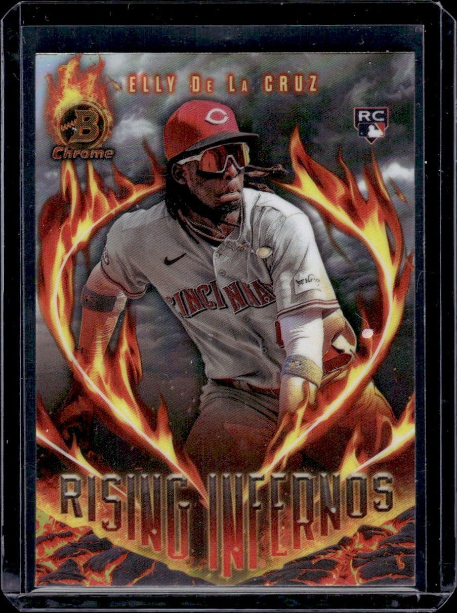 2024 Bowman Chrome #RI-1 Elly De La Cruz Rising Infernos Rookie Cincinnati Reds