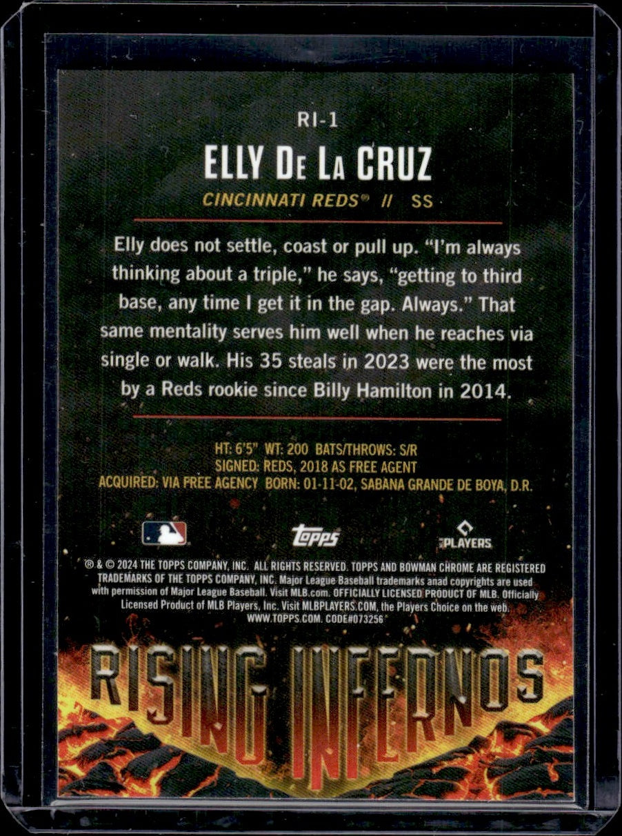 2024 Bowman Chrome #RI-1 Elly De La Cruz Rising Infernos Rookie Cincinnati Reds