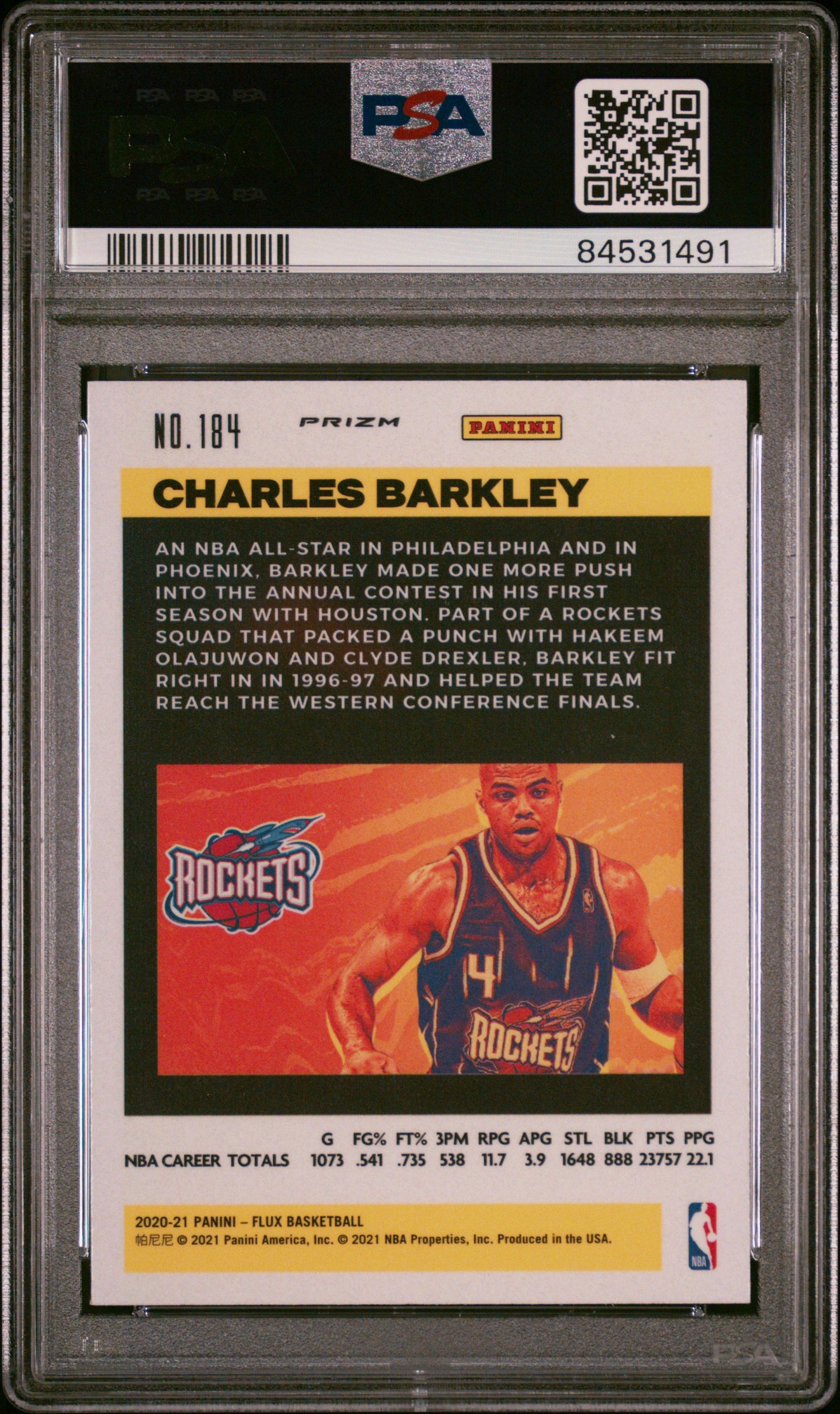 2020 Panini Flux #184 Charles Barkley Black Pulsar PSA 10