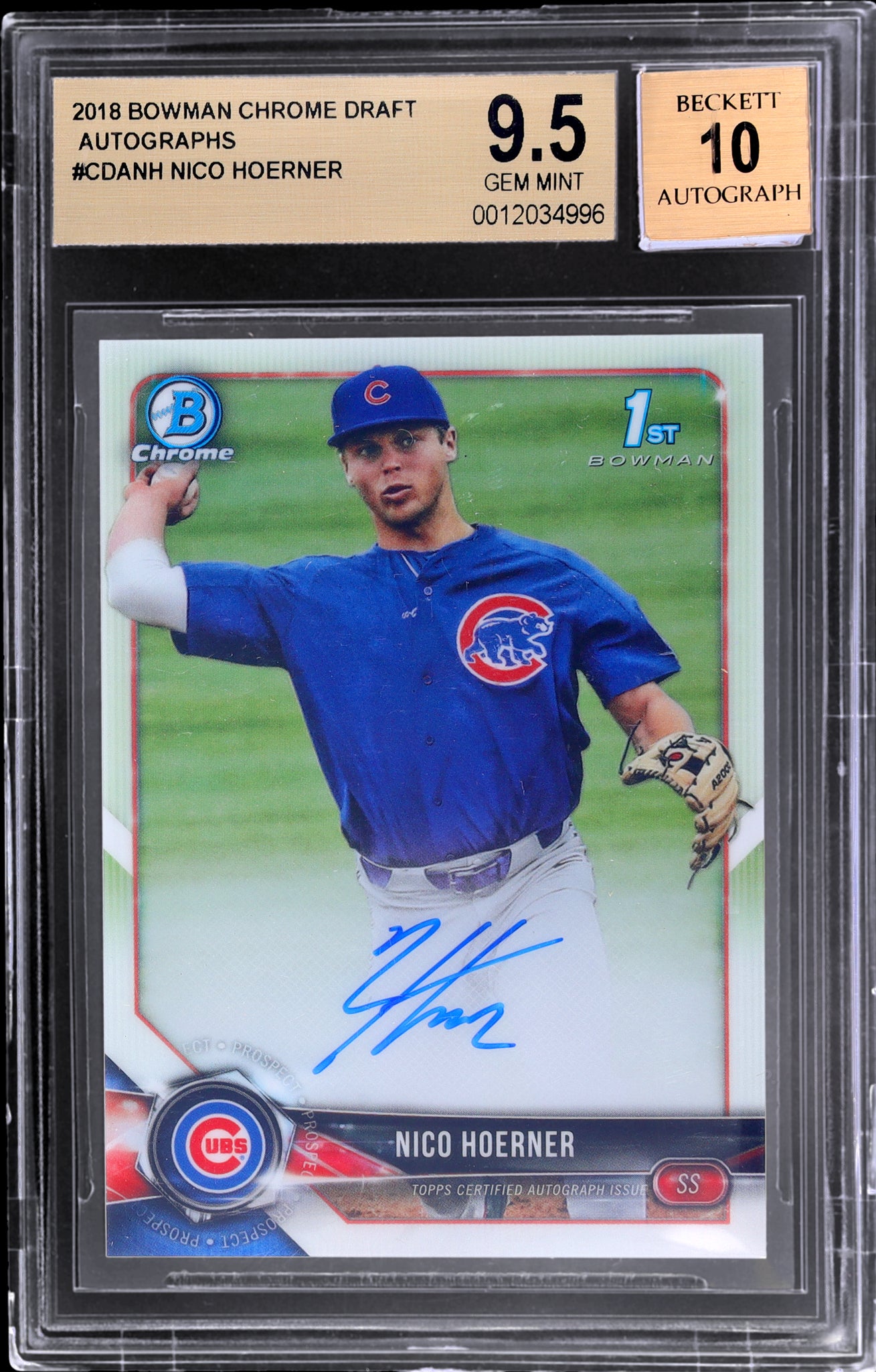 2018 Bowman Draft Chrome Autograph Nico Hoerner #CDANH BGS 9.5