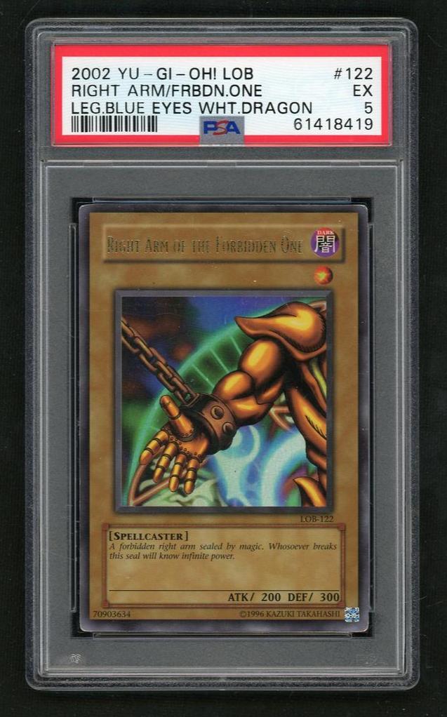 2002 Yu-Gi-Oh Legend of Blue Eyes White Dragon 1st Edition Asian English Right Arm of the Forbidden One Ur #LOB122 PSA 5