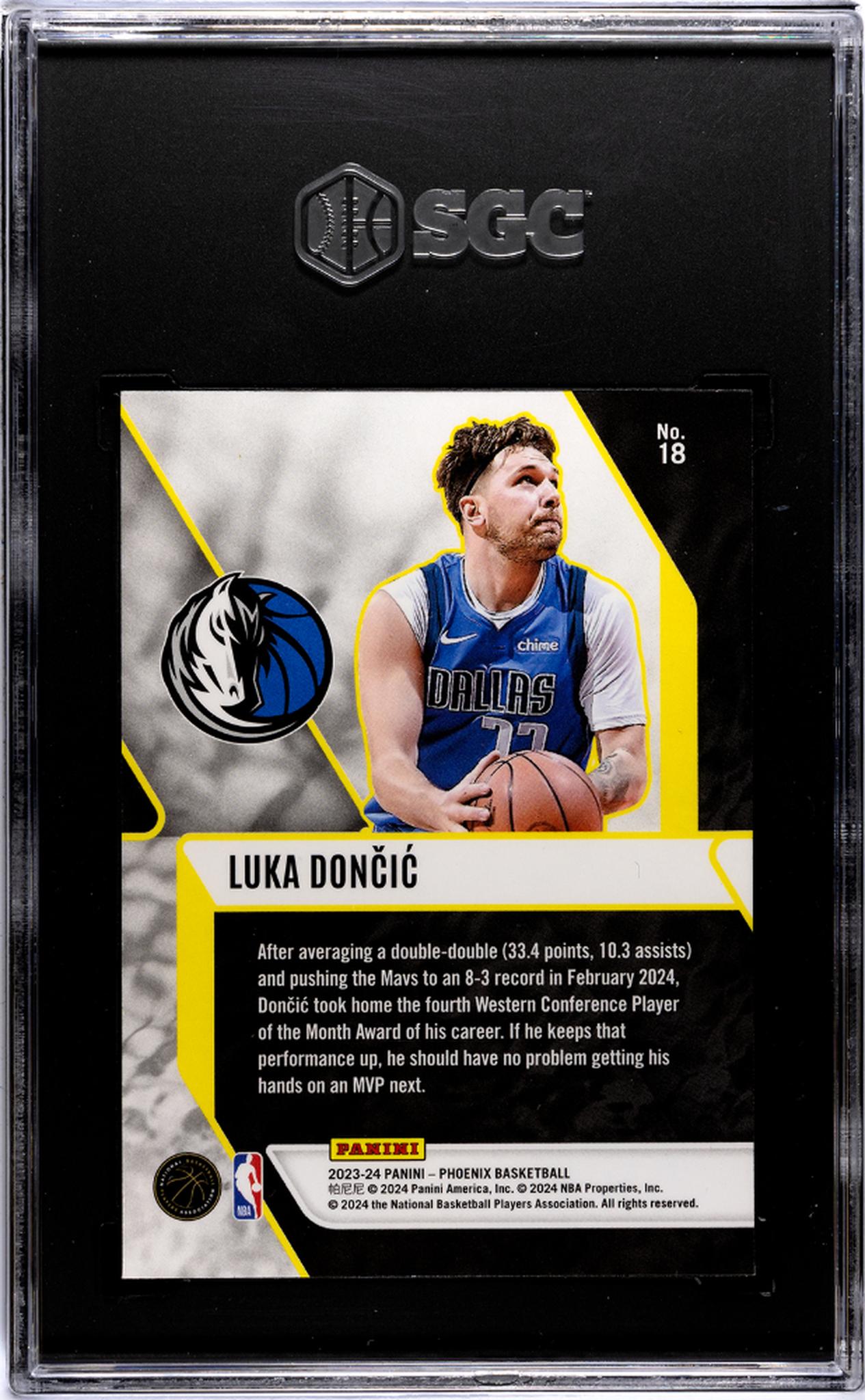 2023-24 Panini Phoenix #18 Luka Doncic Fade To Black SGC 10