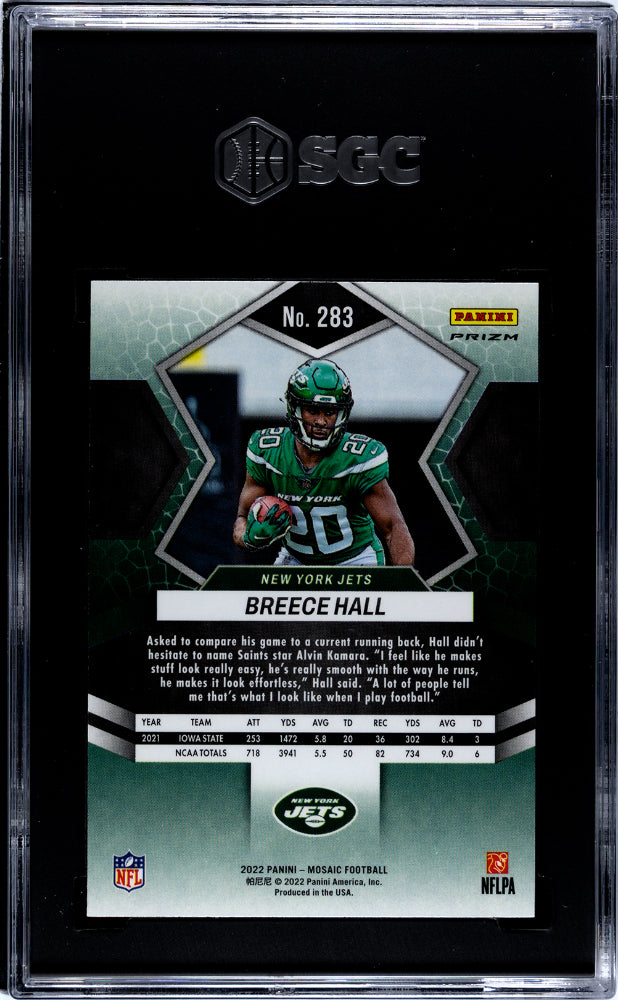 2022 Panini Mosaic NFL Debut Silver Prizm Breece Hall #283 RC SGC 9.5