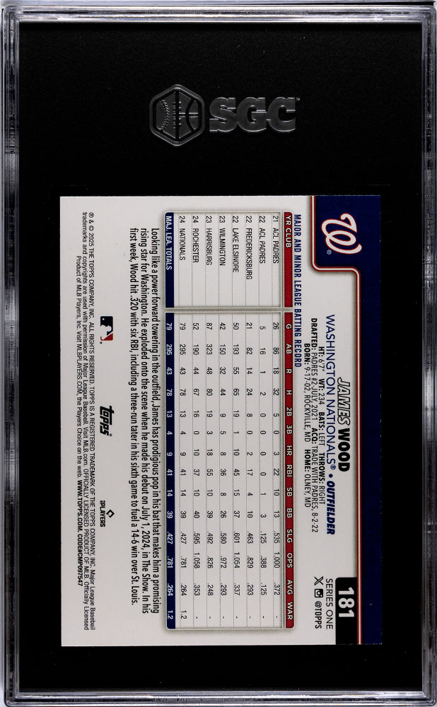 2025 Topps #181 James Wood SGC 9.5