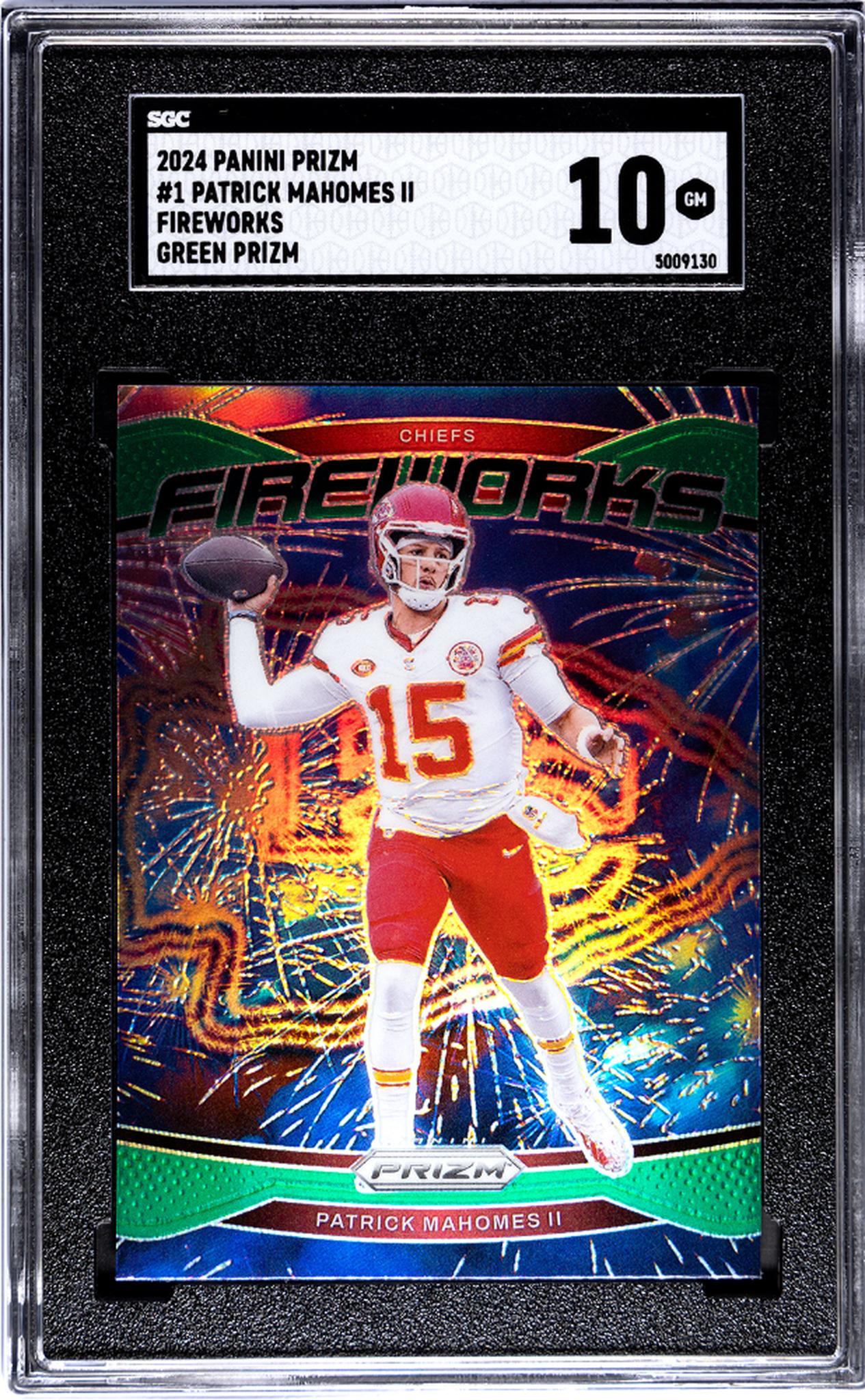 2024 Panini Prizm #1 Patrick Mahomes II Fireworks Green Prizm SGC 10