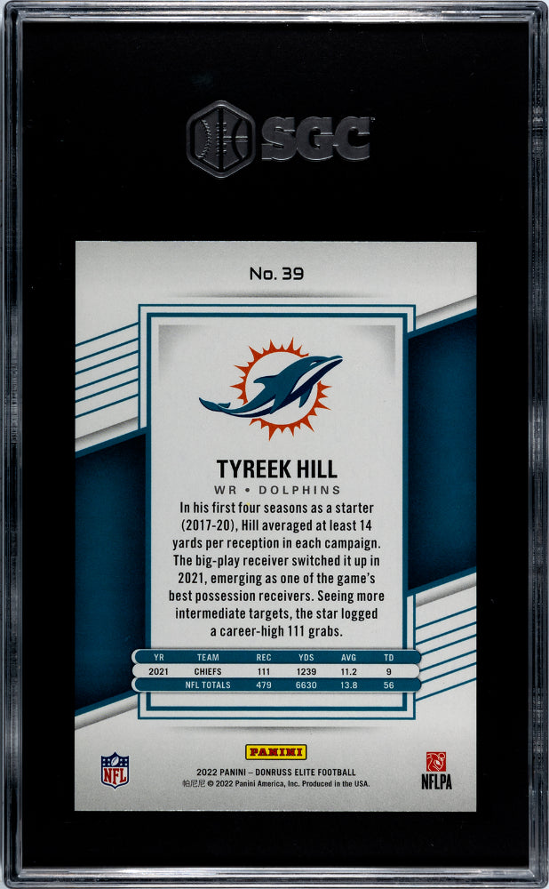 2022 Panini Donruss Elite Blue Tyreek Hill #39 /10 SGC 10