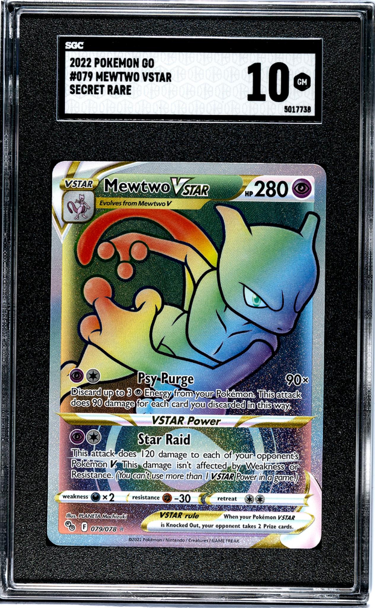 2022 Pokemon GO #079/078 Mewtwo Secret Rare SGC 10