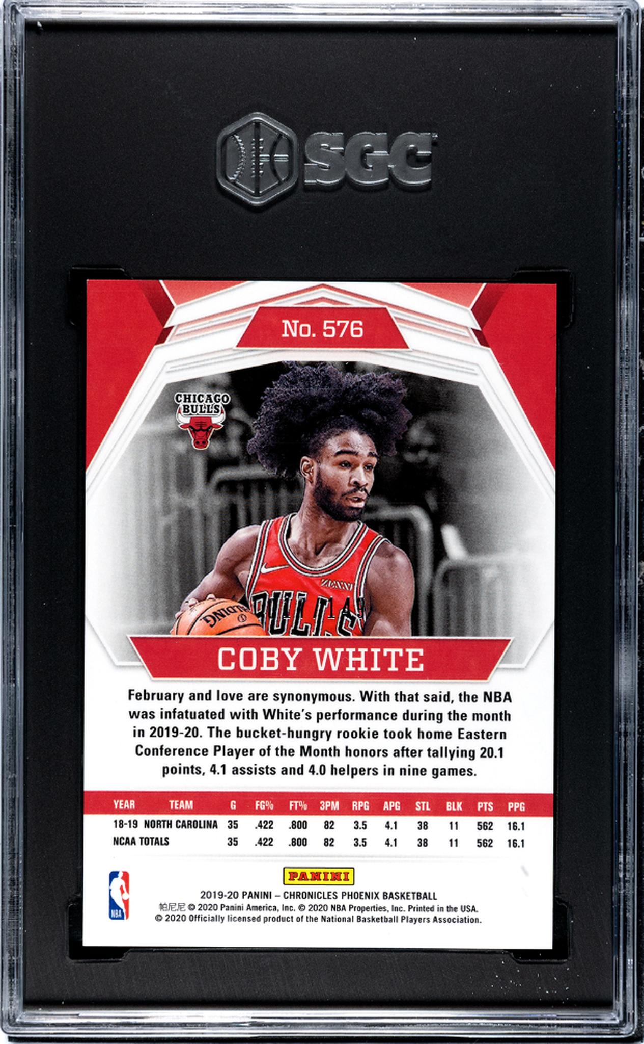 2019 Panini Chronicles #576 Coby White Phoenix Red Rookie /149 SGC 9.5