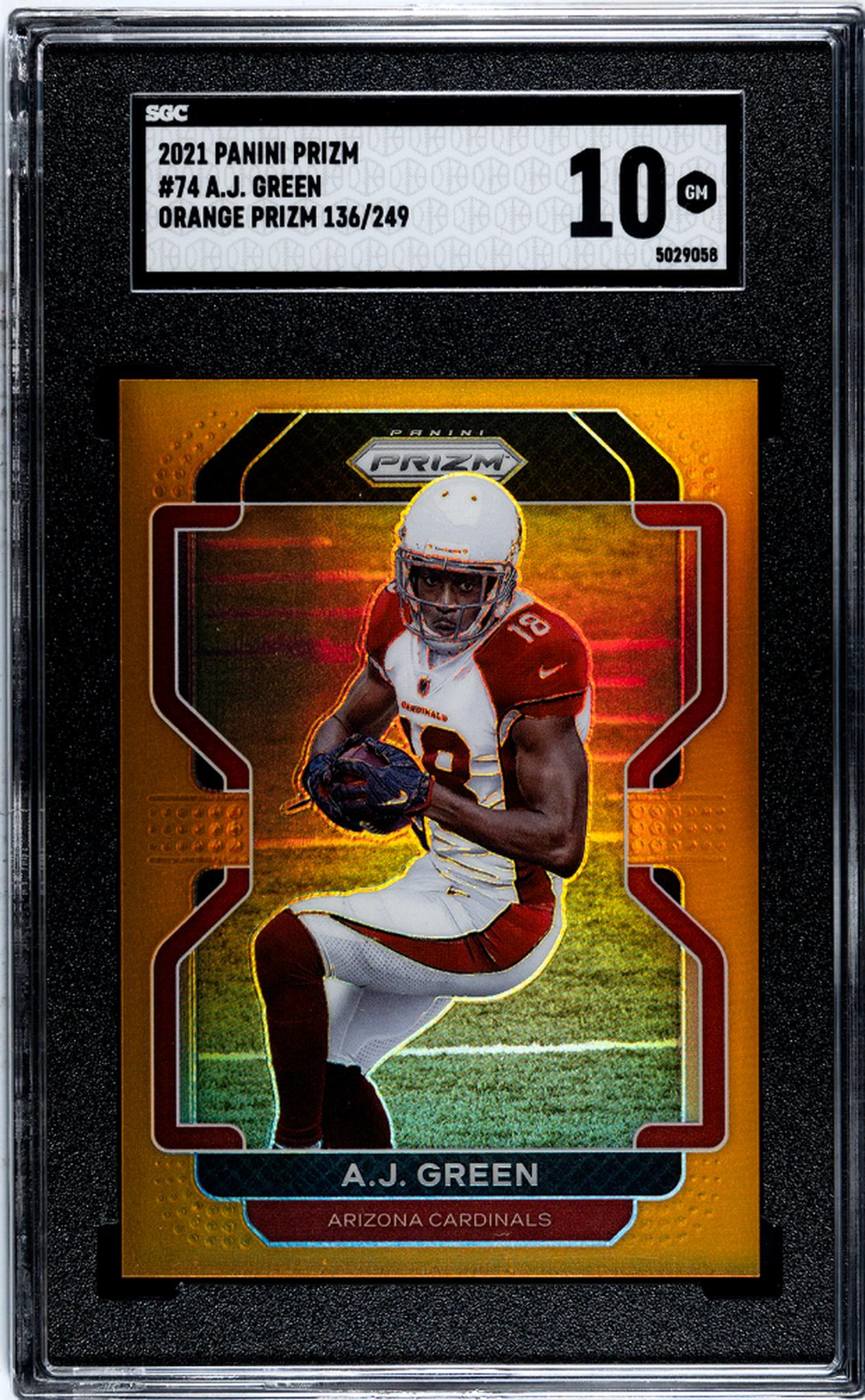 2021 Panini Prizm #74 Aj Green Orange Prizm 136/249 SGC 10