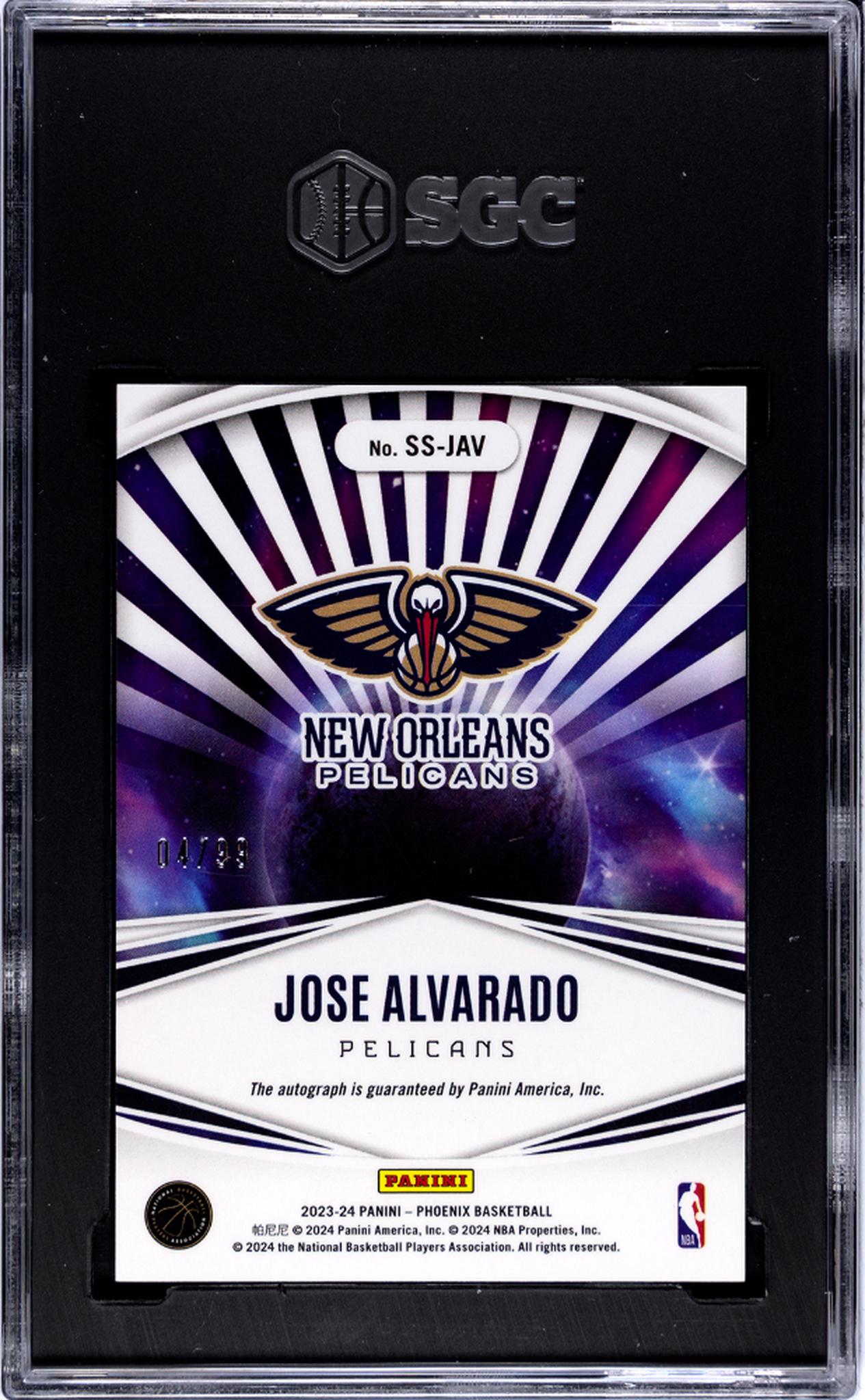 2023-24 Panini Phoenix #SS-JAV Jose Alvarado Stellar Sigs. 4/99 SGC 9.5