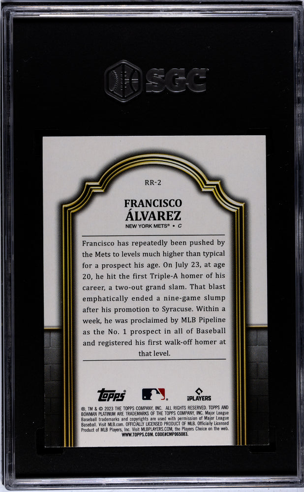 2023 Bowman Platinum Renowned Rookies Francisco Alvarez #RR-2 RC SGC 9
