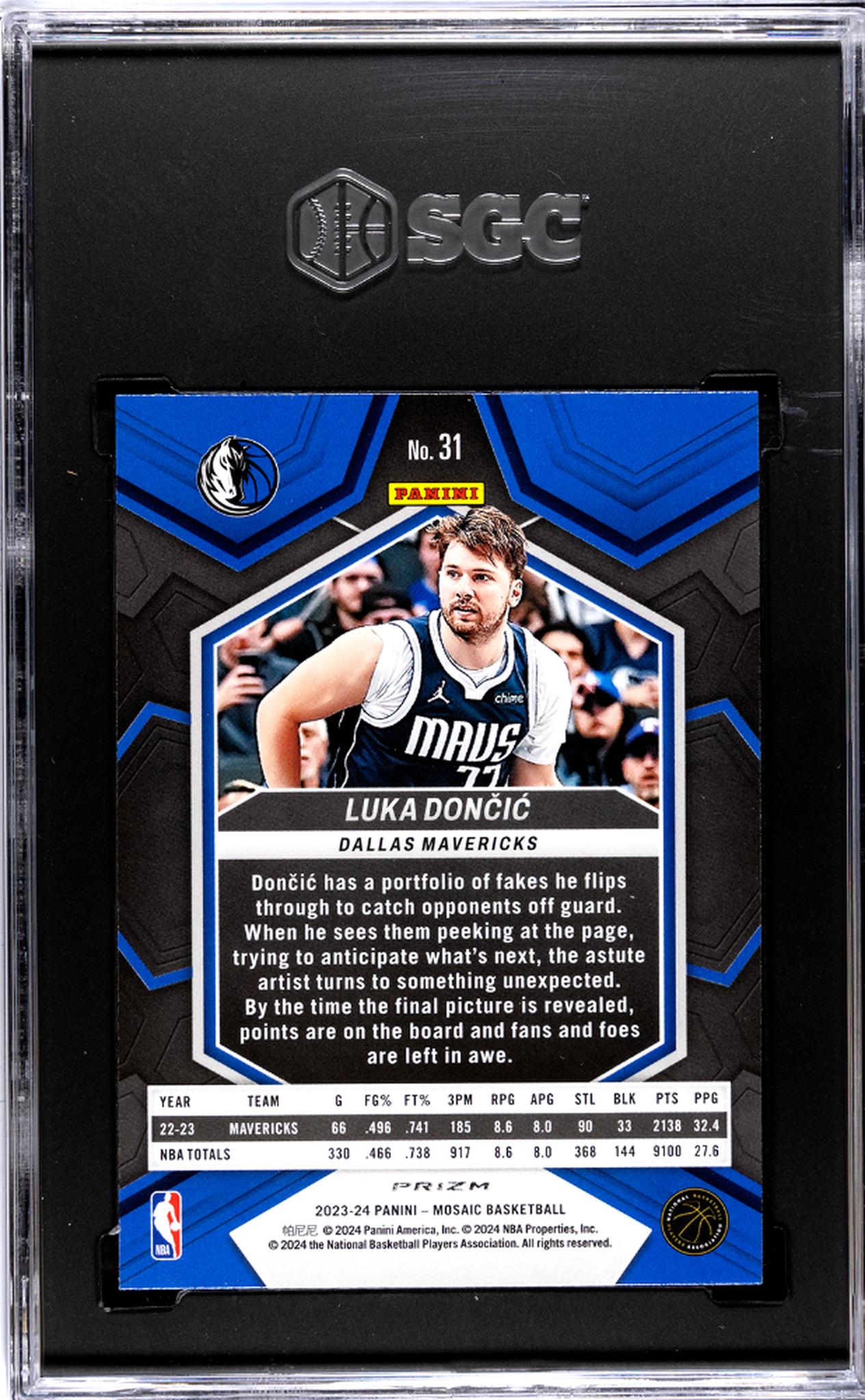 2023-24 Panini Mosaic #31 Luka Doncic Mosaic Prizm SGC 9.5