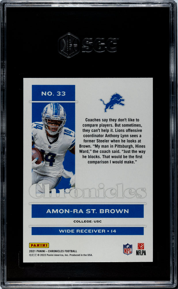 2021 Panini Chronicles #33 Amon-Ra St. Brown SGC 10