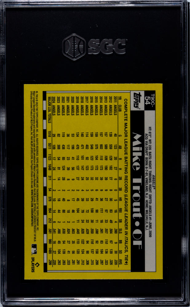 2025 Topps Chrome '90 Design Mike Trout #T90C-54 SGC 10