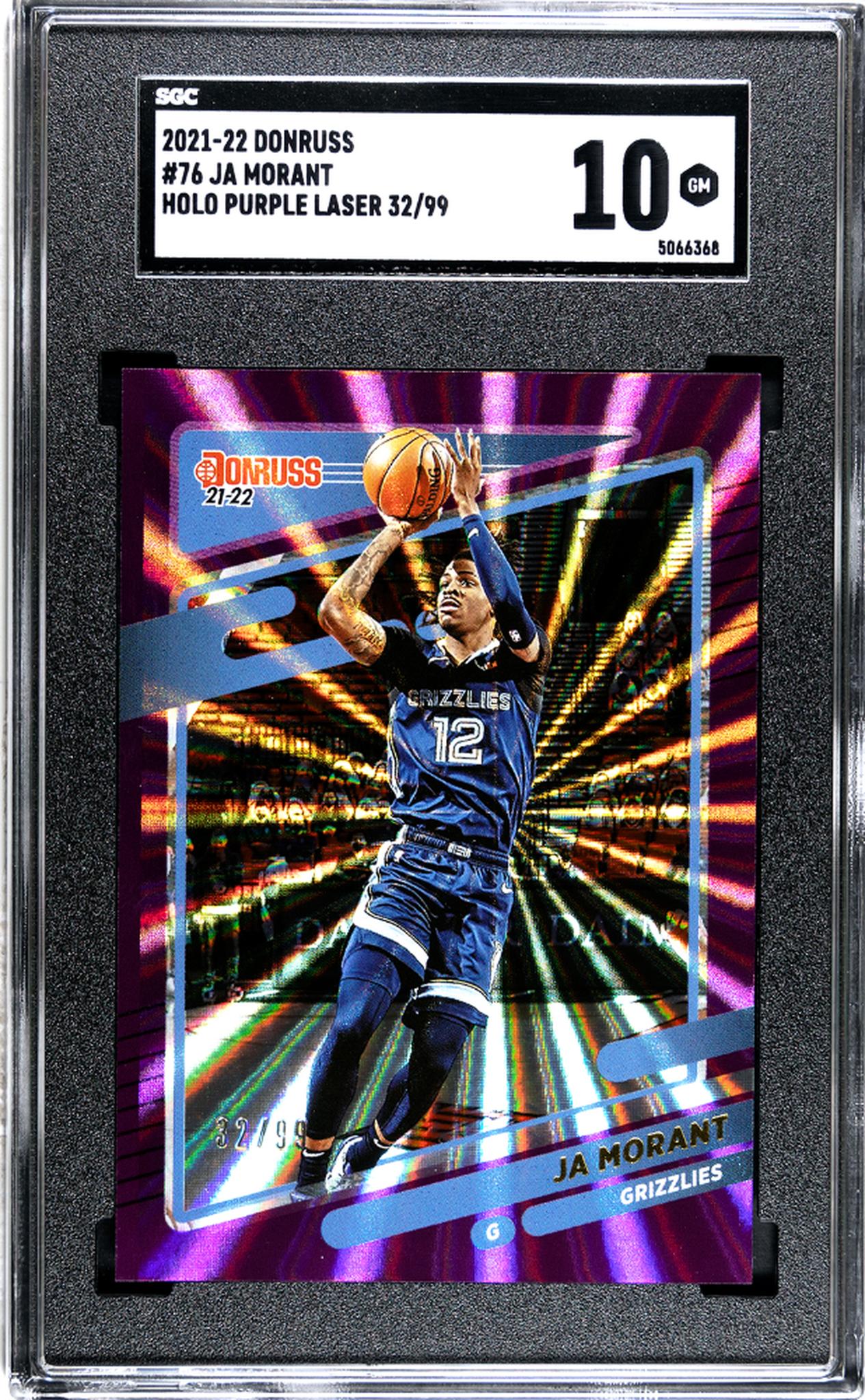 2021-22 Donruss #76 Ja Morant Holo Purple Laser /99 SGC 10