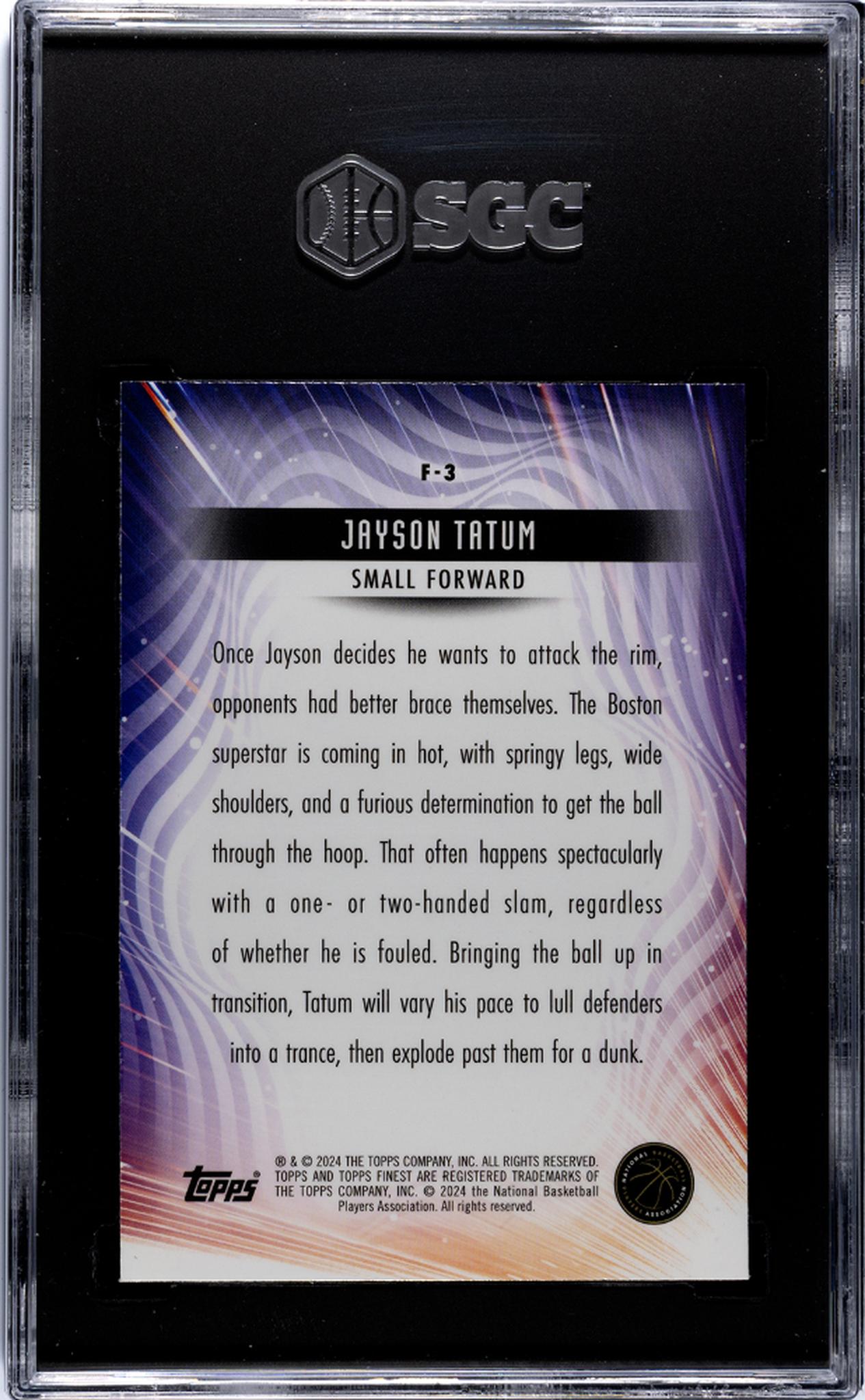 2023-24 Topps Finest Finishers Jayson Tatum #F-3 Insert SGC 10