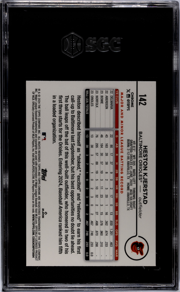 2024 Topps Chrome #142 Heston Kjerstad SGC 9