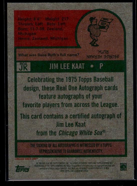 2021 Topps Heritage #ROA-JK Jim Kaat Real One Autographs Chicago White Sox