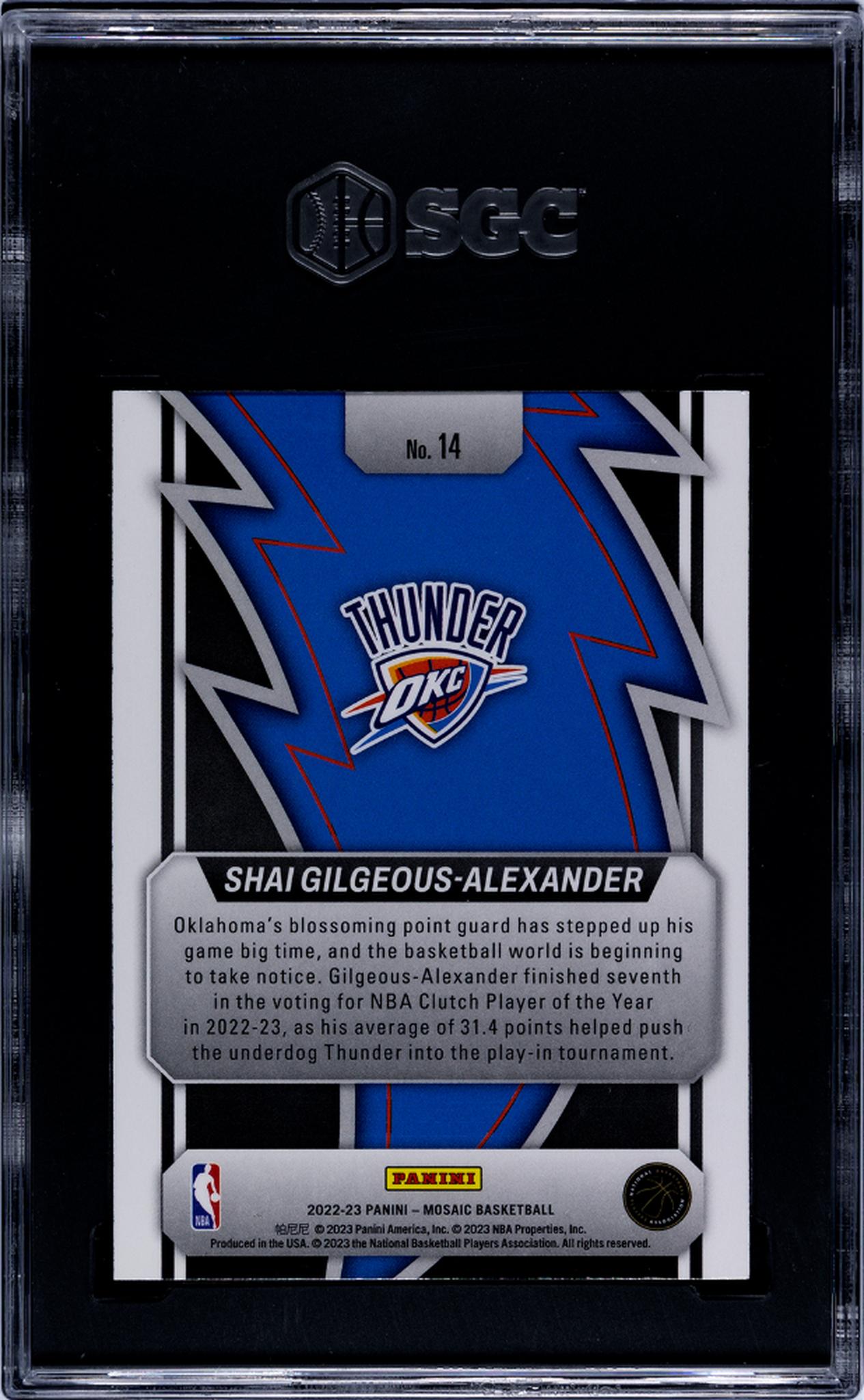 2022-23 Panini Mosaic #14 Shai Gilgeous-Alexander Thunder Road SGC 10