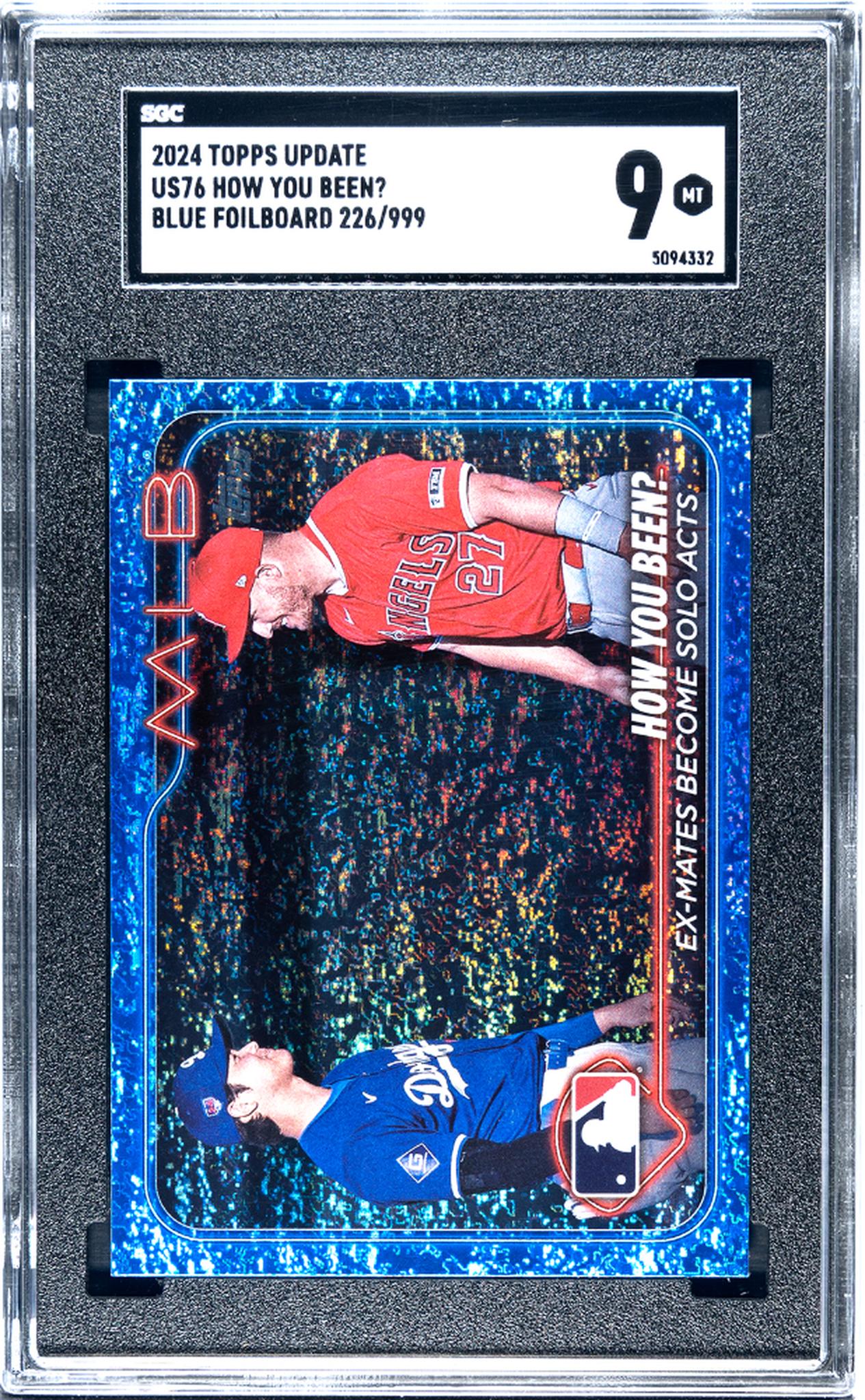 2024 Topps Update Blue Foilboard Shohei Ohtani Mike Trout #US76 226/999 SGC 9