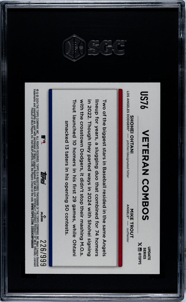 2024 Topps Update Blue Foilboard Shohei Ohtani Mike Trout #US76 226/999 SGC 9