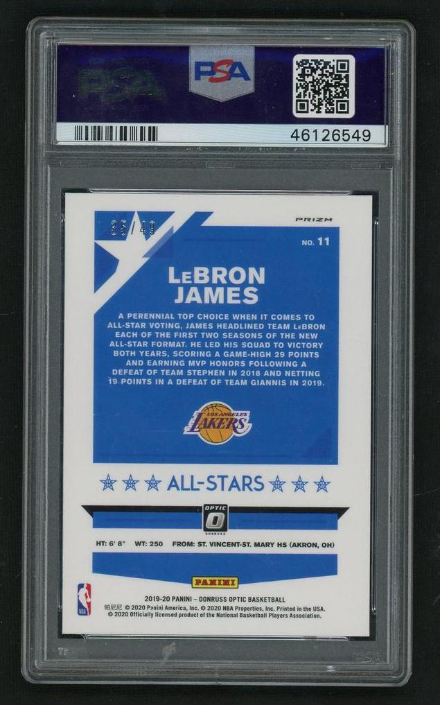2019 Donruss Optic All Stars Blue LeBron James #11 /49 PSA 9
