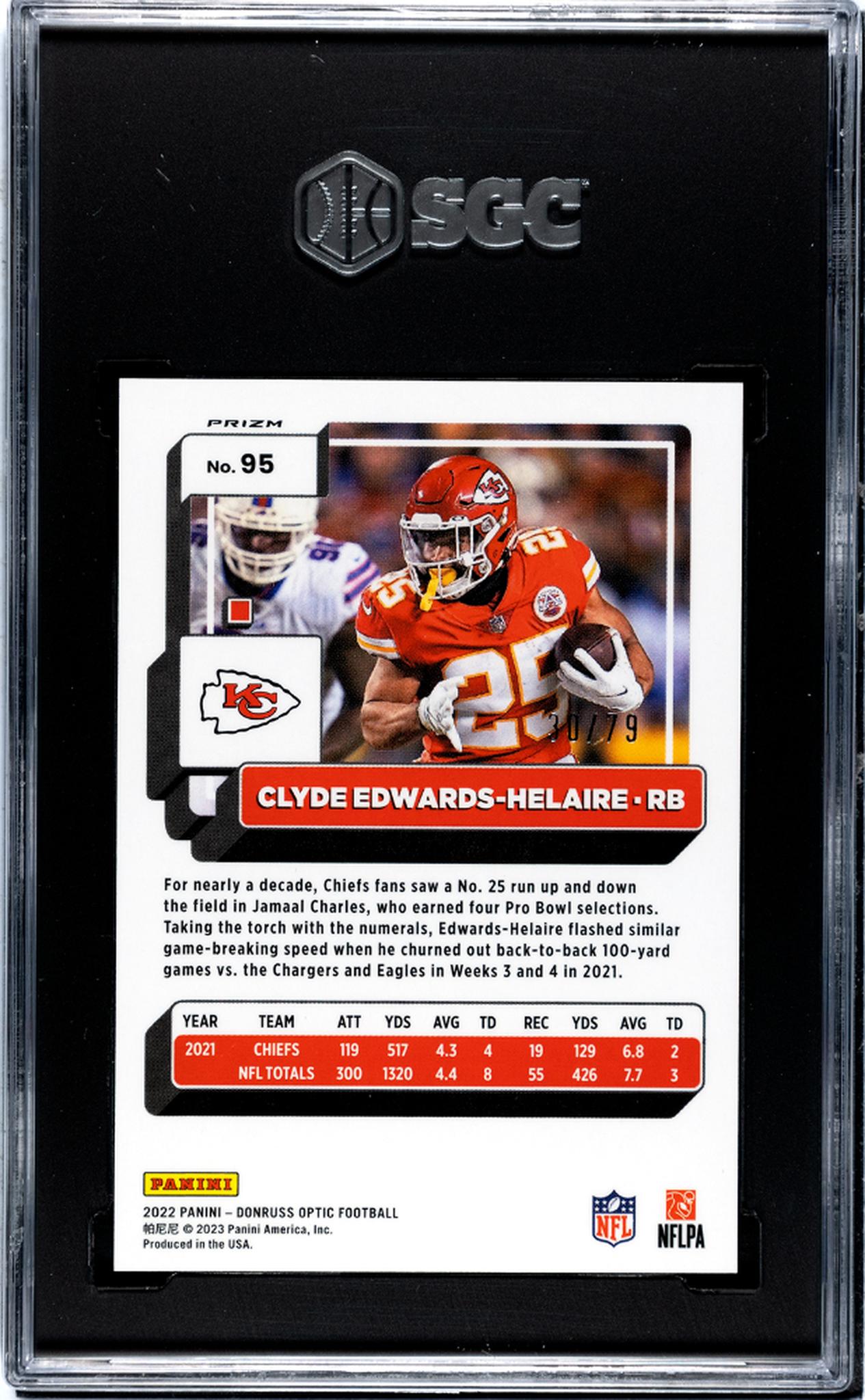 2022 Panini Donruss Optic #95 Clyde Edwards-Helaire Pink /79 SGC 9.5