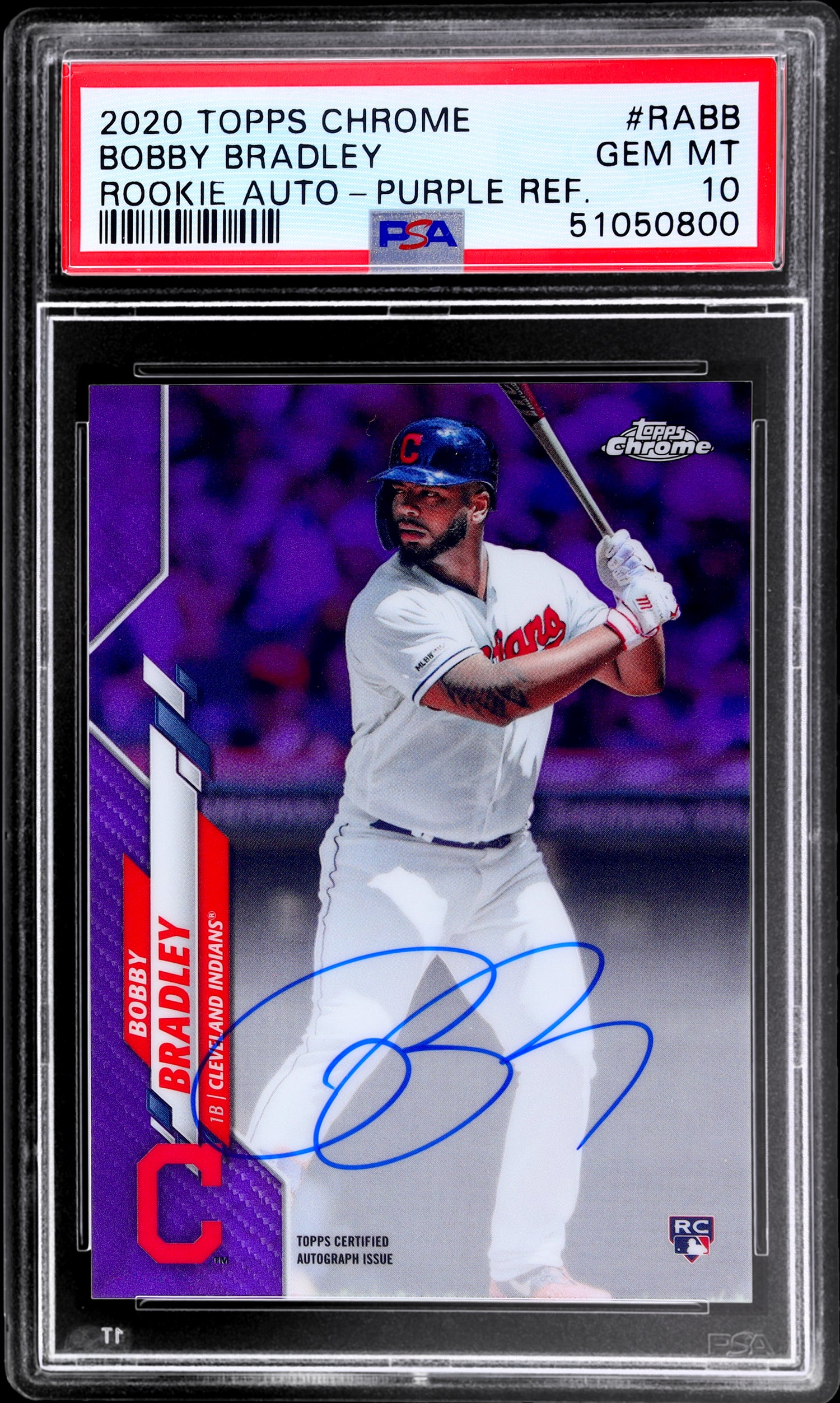 2020 Topps Chrome Bobby Bradley #RABB 199/250 PSA 10 RC Auto Purple Refractor