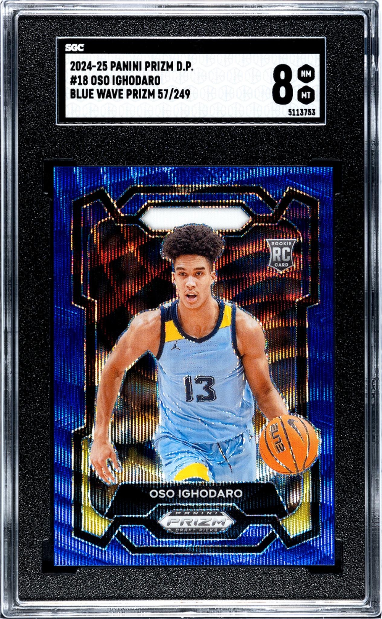 2024 Panini Prizm D.P. Blue Wave Oso Ighodaro #18 RC /249 SGC 8