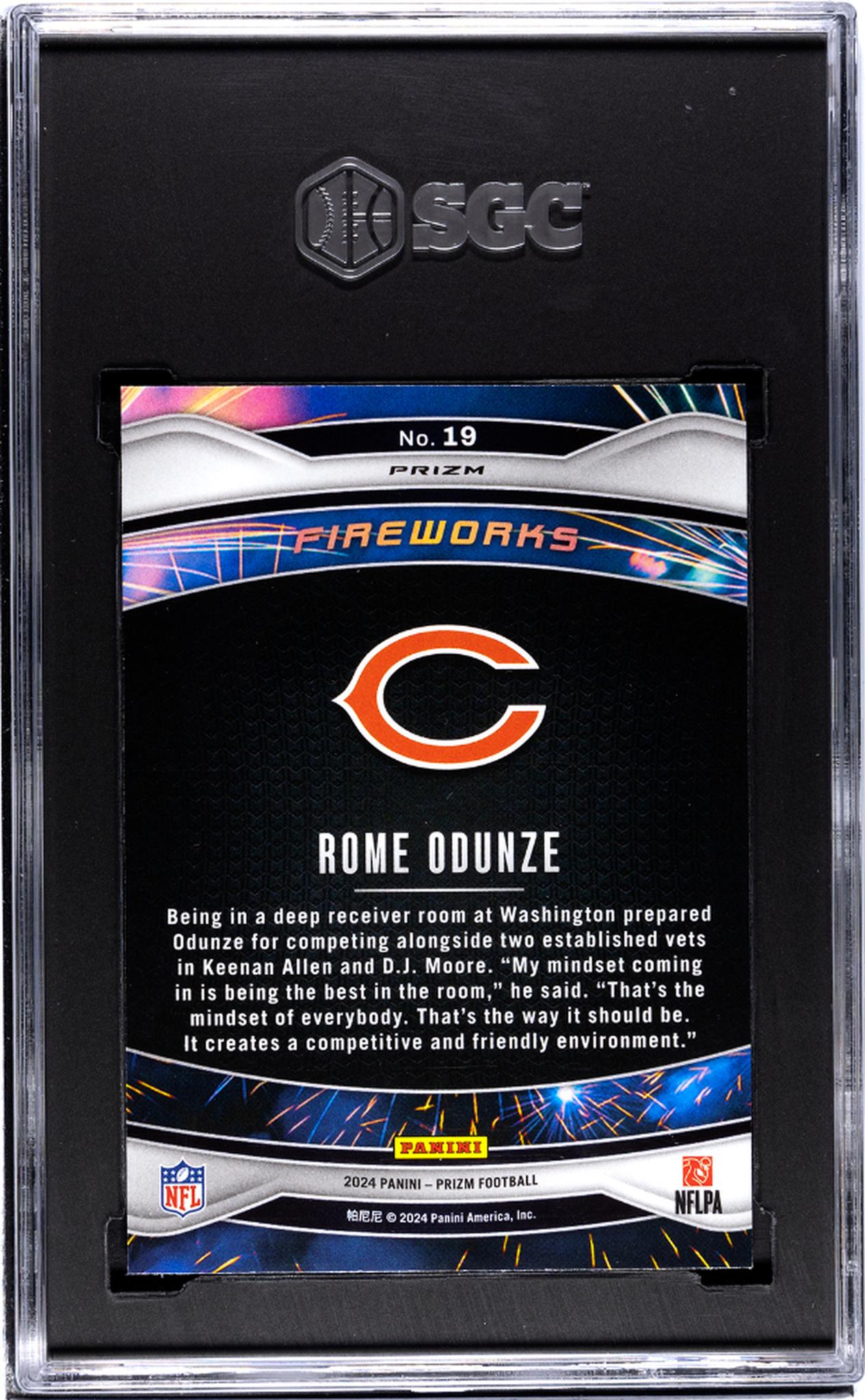 2024 Panini Prizm #19 Rome Odunze Fireworks Green Ice Prizm SGC 10