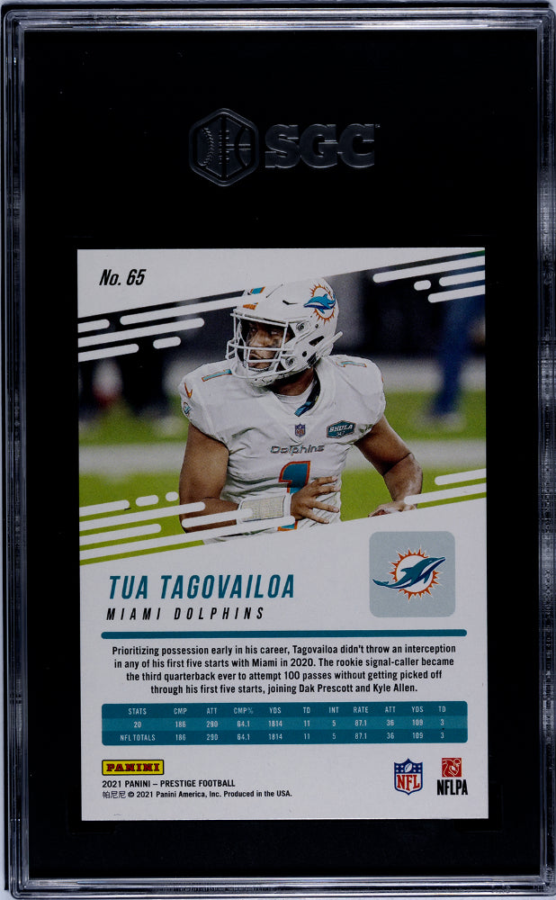 2021 Panini Prestige #65 Tua Tagovailoa Xtra Points Gold Premium /99 SGC 10