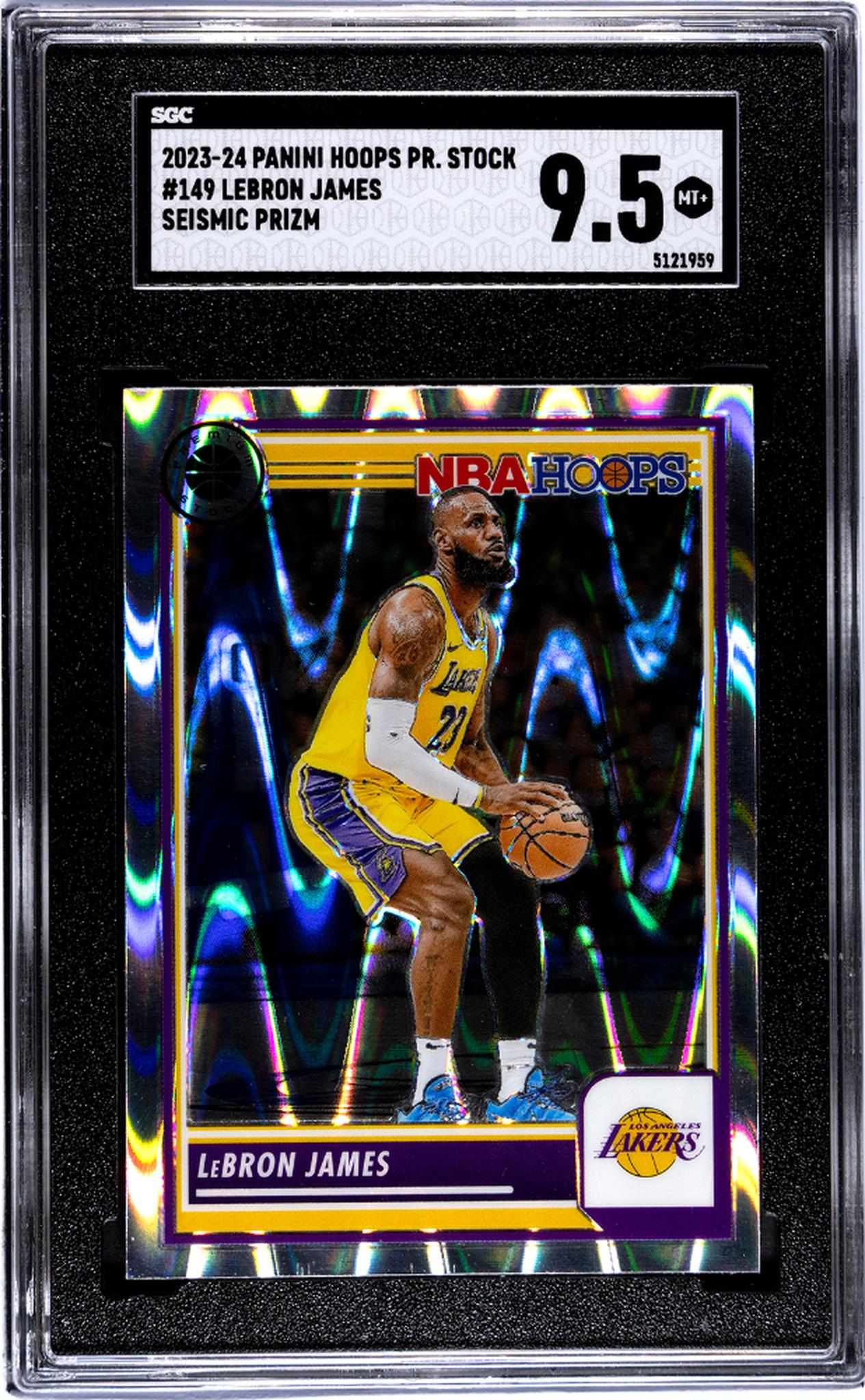 2023-24 Panini Hoops Premium Stock #149 Lebron James Seismic Prizm SGC 9.5
