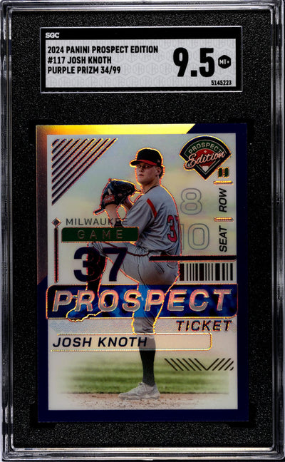 2024 Panini Prizm Josh Knoth #117 Prospect Ticket Purple Prizm /99 SGC 9.5