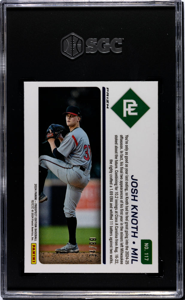 2024 Panini Prospect Purple Prizm Josh Knoth #117 /99 SGC 9.5